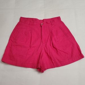 Vintage 90's Bright Neon Pink Linen Blend Shorts Size 12 Summer Classic Boho